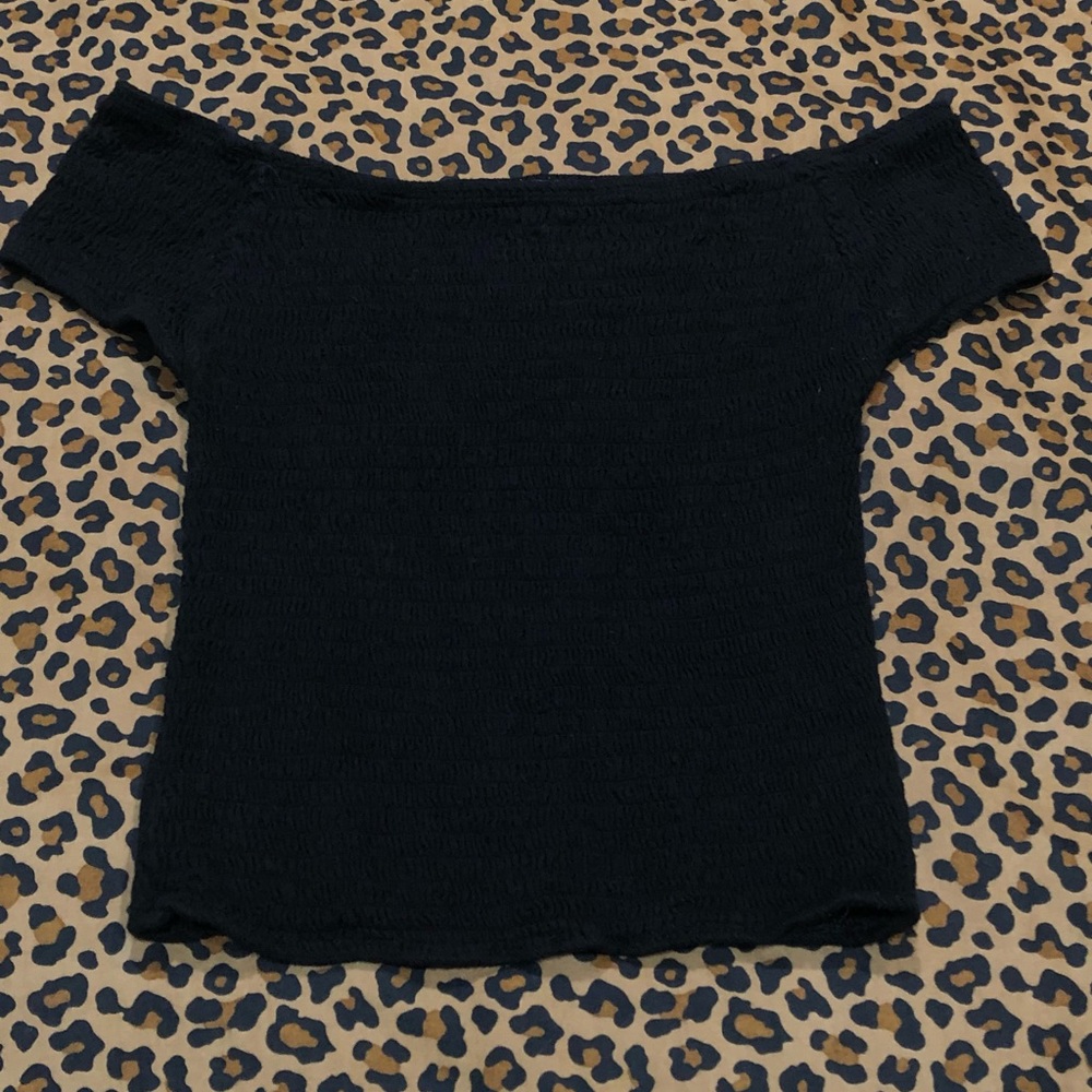 Brandy Melville Charlene Smocked Crop Top Black